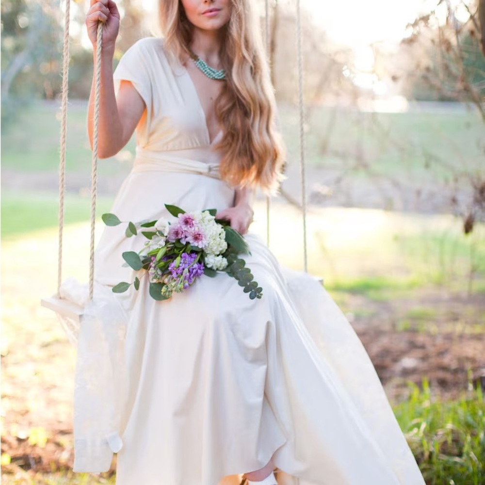 Coralie Beatrix Infinity Wrap Wedding Dress in Matte Ivory